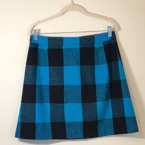 Banana Republic blue and black checkered wool skirt